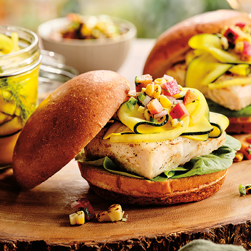 Grilled BC Halibut Burgers Dinner Recipe BCLIQUOR